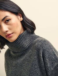 Grey Knitted Roll Neck Jumper