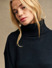 Black Roll Neck Knitted Jumper