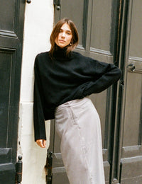 Black Roll Neck Knitted Jumper