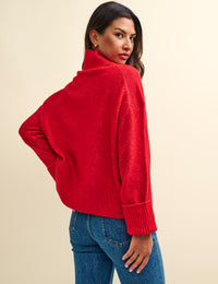 Red Roll Neck Knitted Jumper