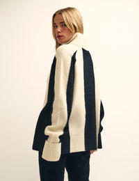 Fearne Cotton Black and Cream Stripe Roll Neck Jumper