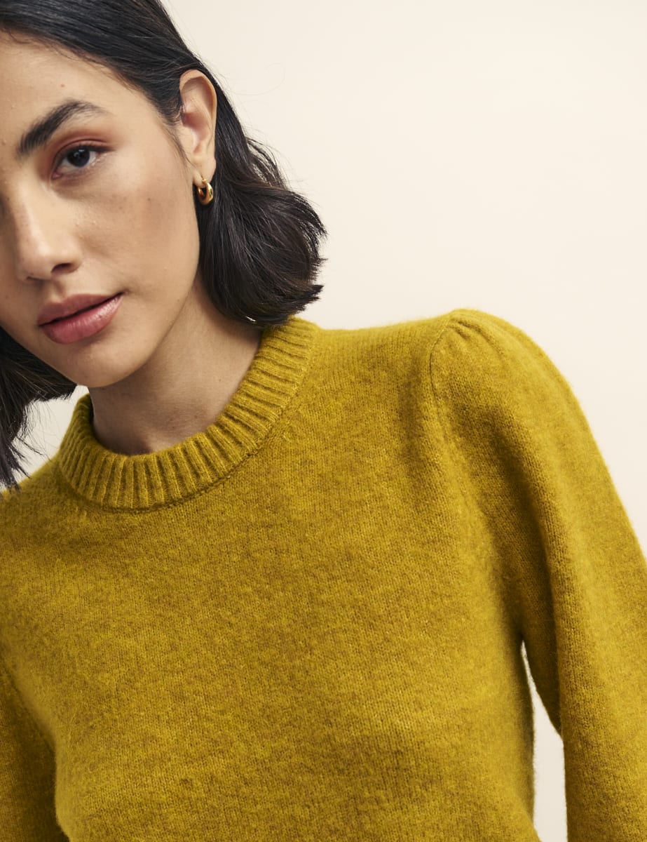 Mustard Yellow Chunky Trim Crew Neck Knitted Jumper