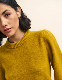 Mustard Yellow Chunky Trim Crew Neck Knitted Jumper
