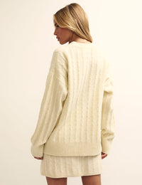 Cream Cable Crew Neck Oversized Knitted Jumper