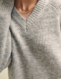 Grey V-Neck Knitted Jumper