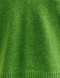Green Open Collar Knitted Jumper