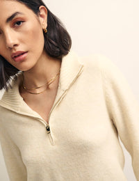 Cream Fluffy Half Zip Jumper