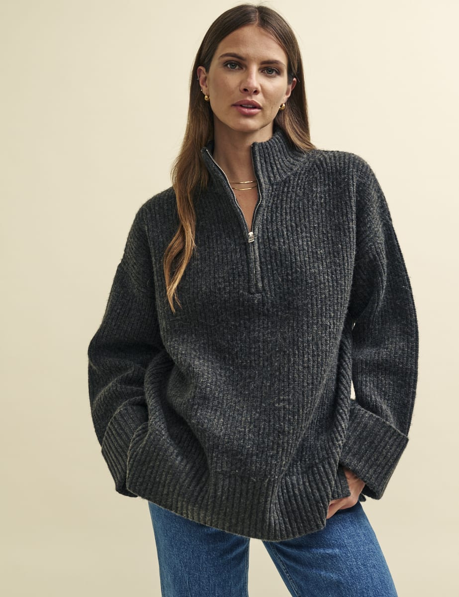 Navy Asos Zip Jumper Oversized Knitted Zip Up ASOS DESIGN Knitted