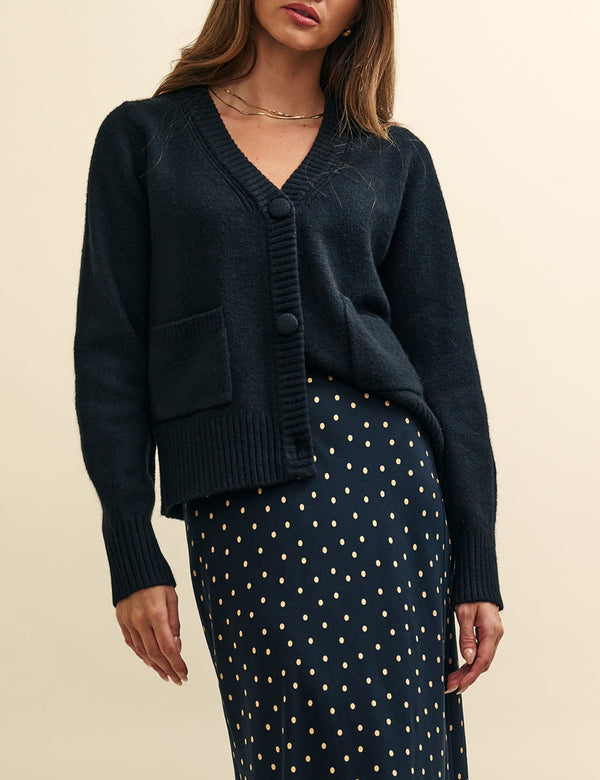 Black Pocket Detail Knitted Cardigan