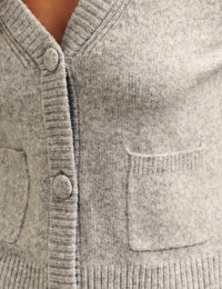 Grey Pocket Detail Knitted Cardigan