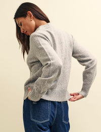 Grey Pocket Detail Knitted Cardigan