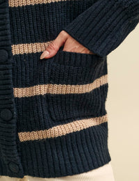 Black and Camel Longline Oversized Knitted Cardigan