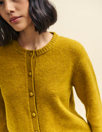 Mustard Yellow Crew Neck Knitted Cardigan
