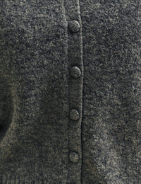 Grey Collared Knitted Cardigan