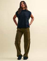 Black Oversized Knitted Vest