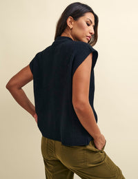 Black Oversized Knitted Vest