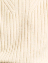 Cream Funnel Neck Rib Oversized Knitted Tabard