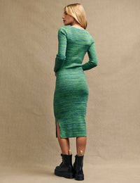 Fearne Cotton Green Square Neck Knitted Midi Dress