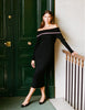 Black Bardot Knitted Midi Dress