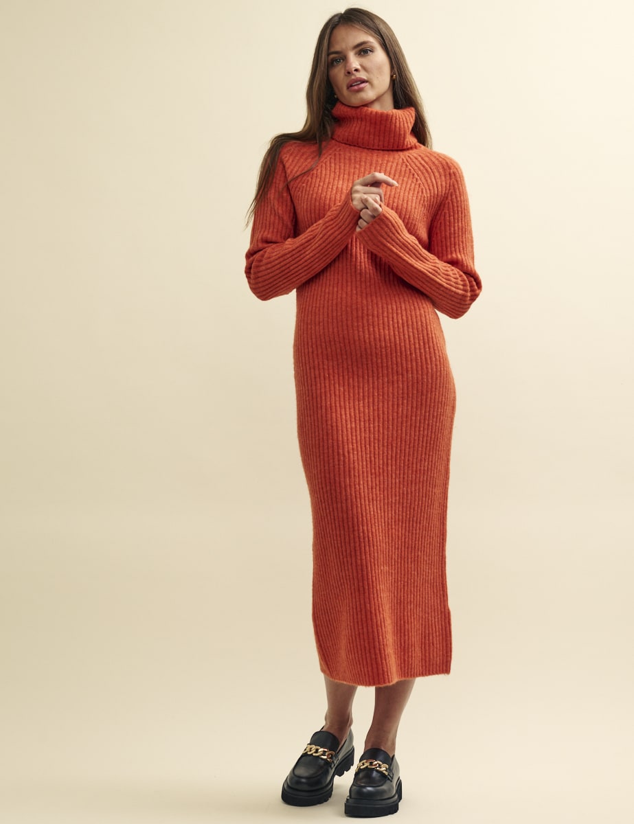 Burgundy Boots Burnt Orange Sweater Dress Burnt Orange Cable Knit