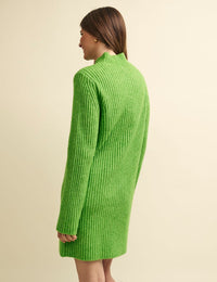 Fearne Cotton Lime Green Funnel Neck Rib Knitted Mini Dress