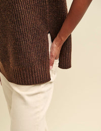 Brown Roll Neck Oversized Knitted Tabard