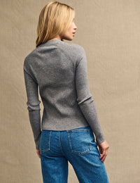 Grey Side Button Knit Rib Top