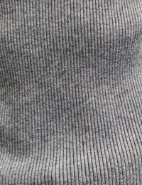 Grey Side Button Knit Rib Top