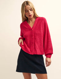 Fearne Cotton Pink Rib Knit V-Neck Cardigan