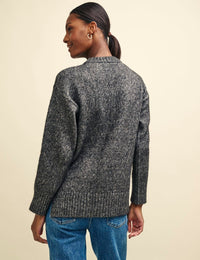 Grey Oversized Chunky Crew Neck Jumper
