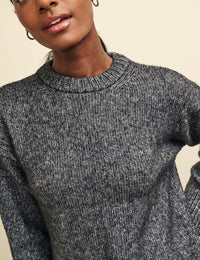 Grey Oversized Chunky Crew Neck Jumper