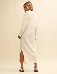 Cream Oversized Knitted Maxi Dress