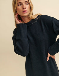 Black Oversized Knitted Maxi Dress