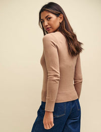 Camel Crew Neck Fine Knit Jumper