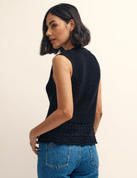 Black Mock-Crochet Waistcoat