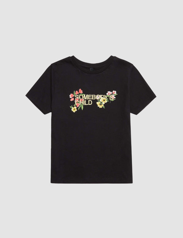 Black Somebody's Child Floral T-Shirt