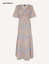 Multi Ditsy Floral Maternity Clementine Smock Wrap Dress