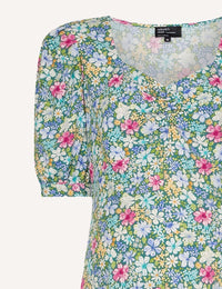 Green Ditsy Floral Maternity Rosie Midi Dress