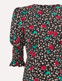 Green Nadia Cherry Maternity Luna Midi Dress