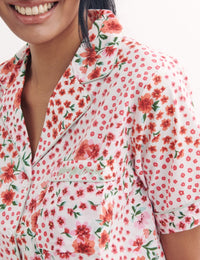 Green and Red Floral  Short Sleeve PJ Short Set