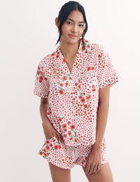 Green and Red Floral  Short Sleeve PJ Short Set