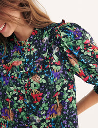 Multi Woodland Frill Yoke Night Shirt Dress