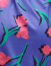 Purple Sahara Floral Long Sleeve Satin Robe