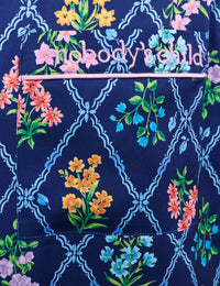 Navy Floral Satin Short Pyjama Set