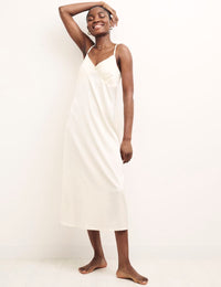 Cream Gathered Bust Midi Cami Nightdress