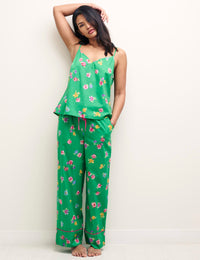 Green Floral Cami Top & Trouser Pyjama Set