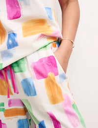 White Brushstroke Print Cami Top & Trouser Pyjama Set