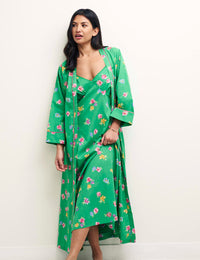 Green Floral Dressing Gown Robe