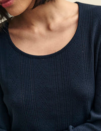 Black Long Sleeve Pointelle Pyjama Top