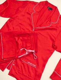 Red Collared Pyjama Trouser Set